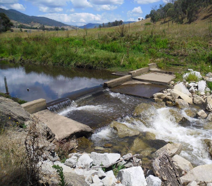 This weir has an adjacent stream gauging station that measures water height