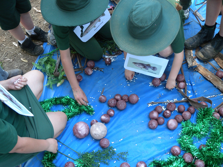 Engaging school children in river restoration with a fish game