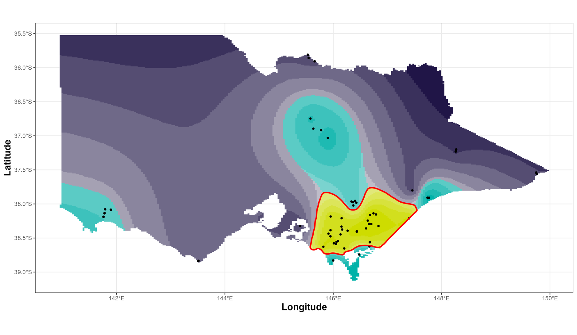 Map of the genetic clusters of Koala in Victoria