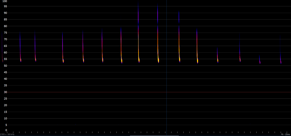 high frequency echolocation call of a Little Forest Bat Vespadelus vulturnus